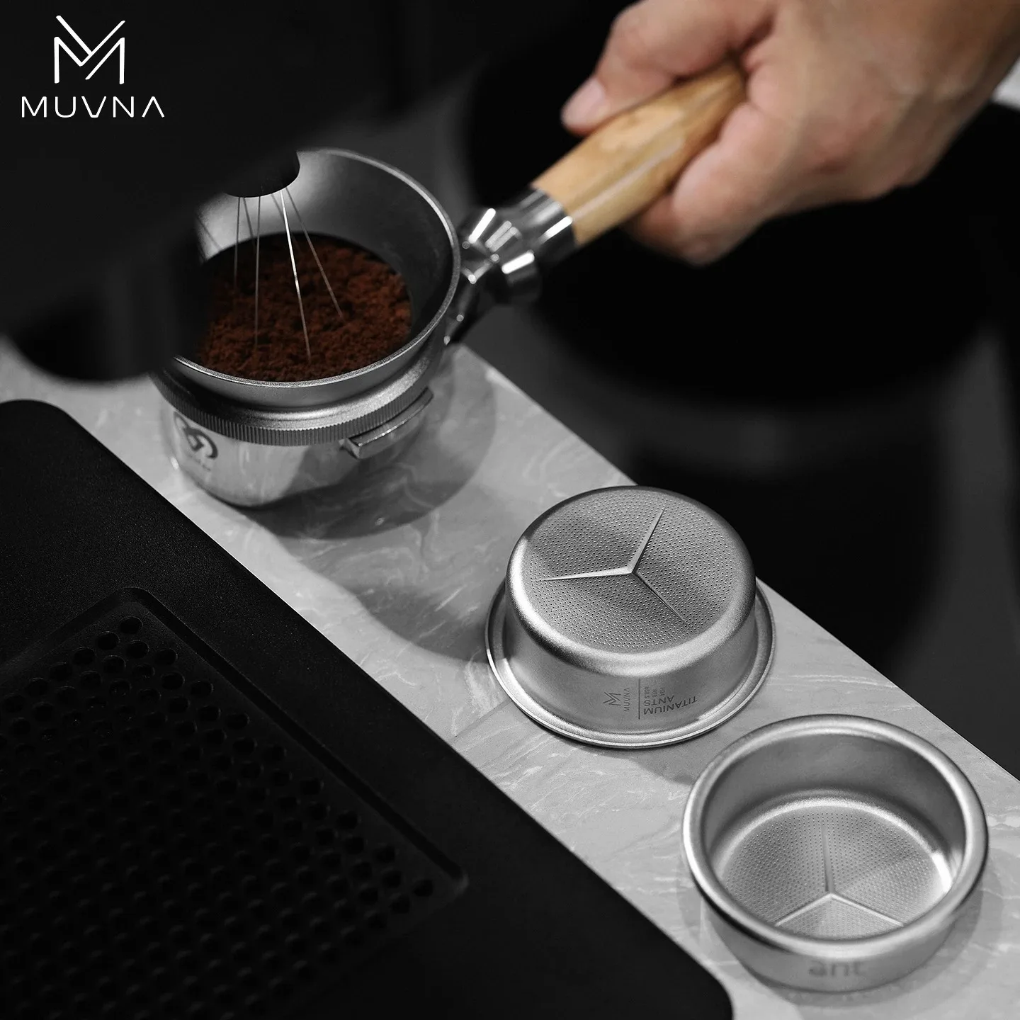 Muvna 58mm 18g Titanium Ants Precision Filter Basket,High Extraction Espresso Accessories&Coffee Accessory Barista Filter Basket