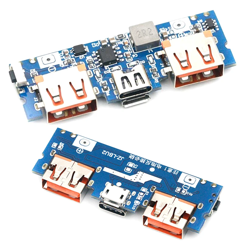 1Pc High Quality Micro/Type-C USB 5V 2.4A Dual USB Power Bank Power Board Boost Module Accessories For Phone