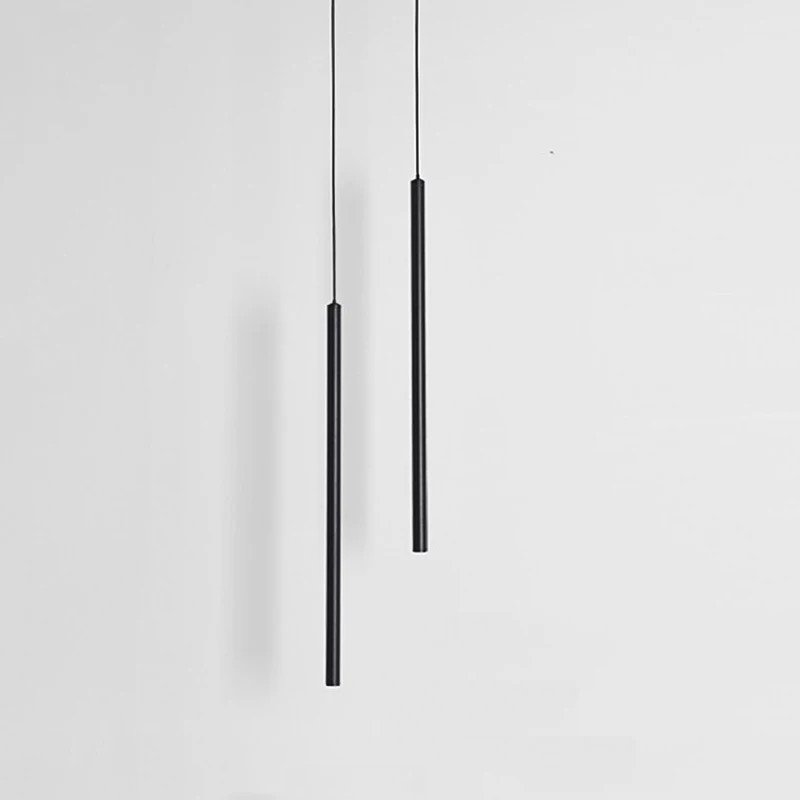 Lámpara colgante Led blanca minimalista, iluminación moderna, delgada, negra, 50cm, 60cm, para restaurante y Bar