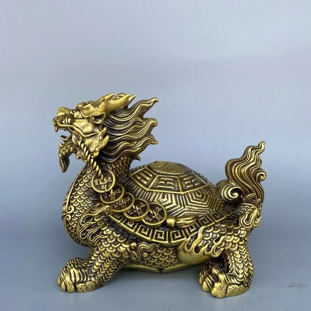 home decor brass sculpture fengshui the Eight Diagrams treasure dragon turtle