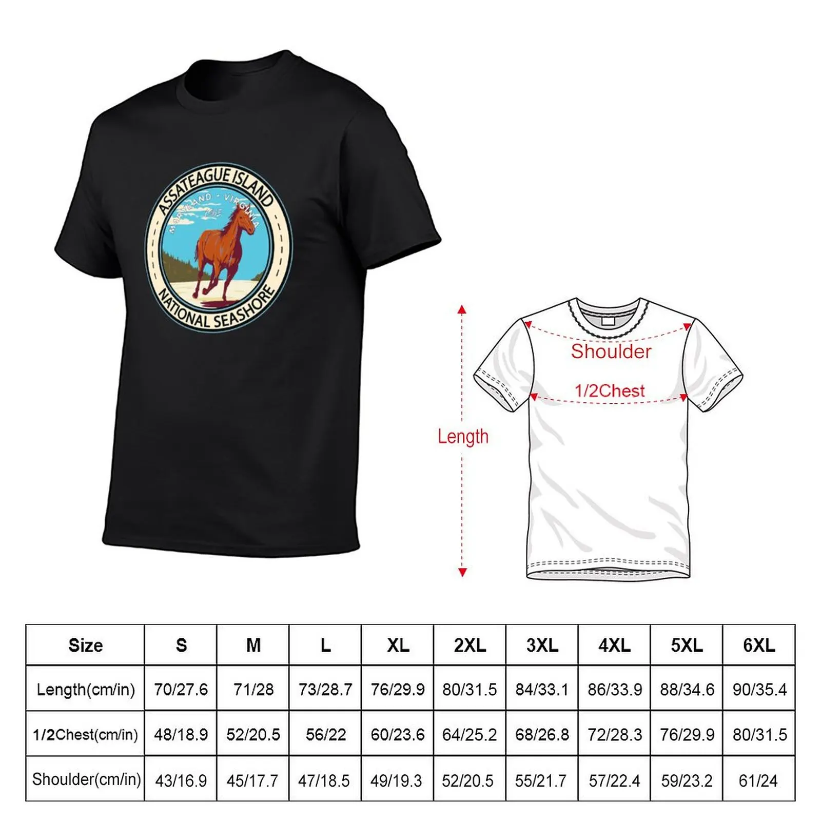 Assateague Island National Seashore Badge T-Shirt cute tops animal prinfor boys graphic t shirts tees plain black t shirts men