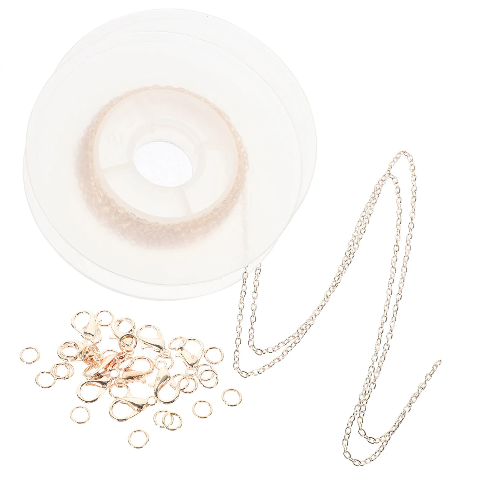 

2 Rolls 3M Electroplated Chain Accessories Rose Gold 20 Lobster Clasps 60 Rings Jewelry Making Supplies Bracelet Necklace Craft