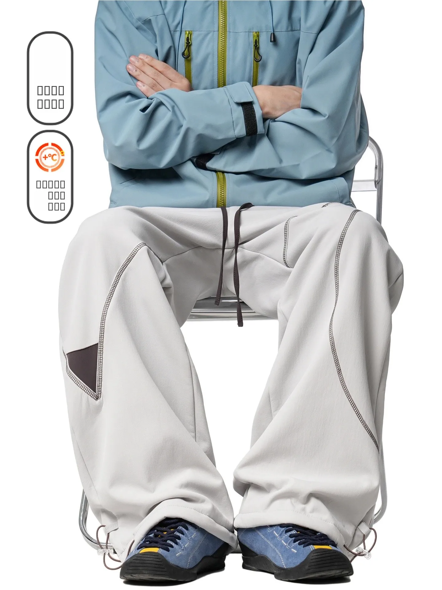 

Warm Thiened Fce Lined Loose Men's Sport Pants Winter Casual Wide Leg Trousers Retro Function Sle Youth Wear