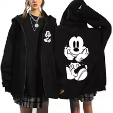Black Mickey Mouse Men Zipper Hoodie