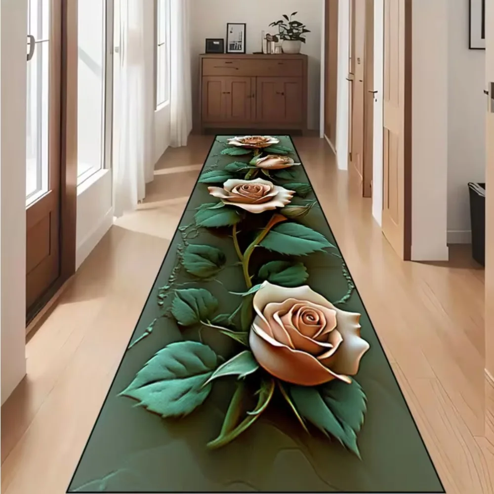 Visual Three dimensional Rose Themed Carpet Fabric Is Comfortable Non Slip Easy Clean Perfect for Home Place or Vacation Home