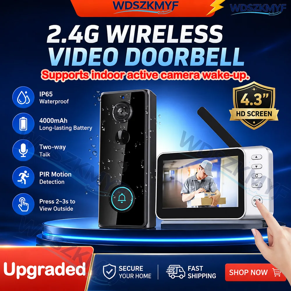 wireless-doorbell-camera-motion-detect-43in-ips-screen-video-intercom-doorbell-waterproof-home-security-door-bell-night-vision
