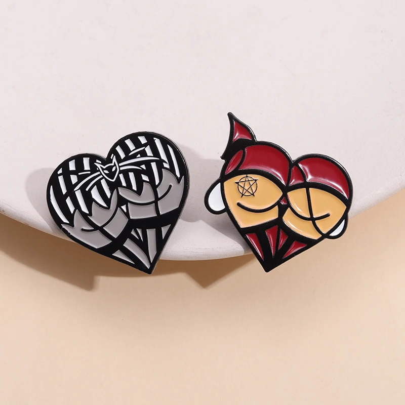 Heart Punk Enamel Pin Sexy Butt Brooch Color Love Halloween Pumpkin Metal Badges Hat Sweater Gift Men Women Friends Lapel Jewelr