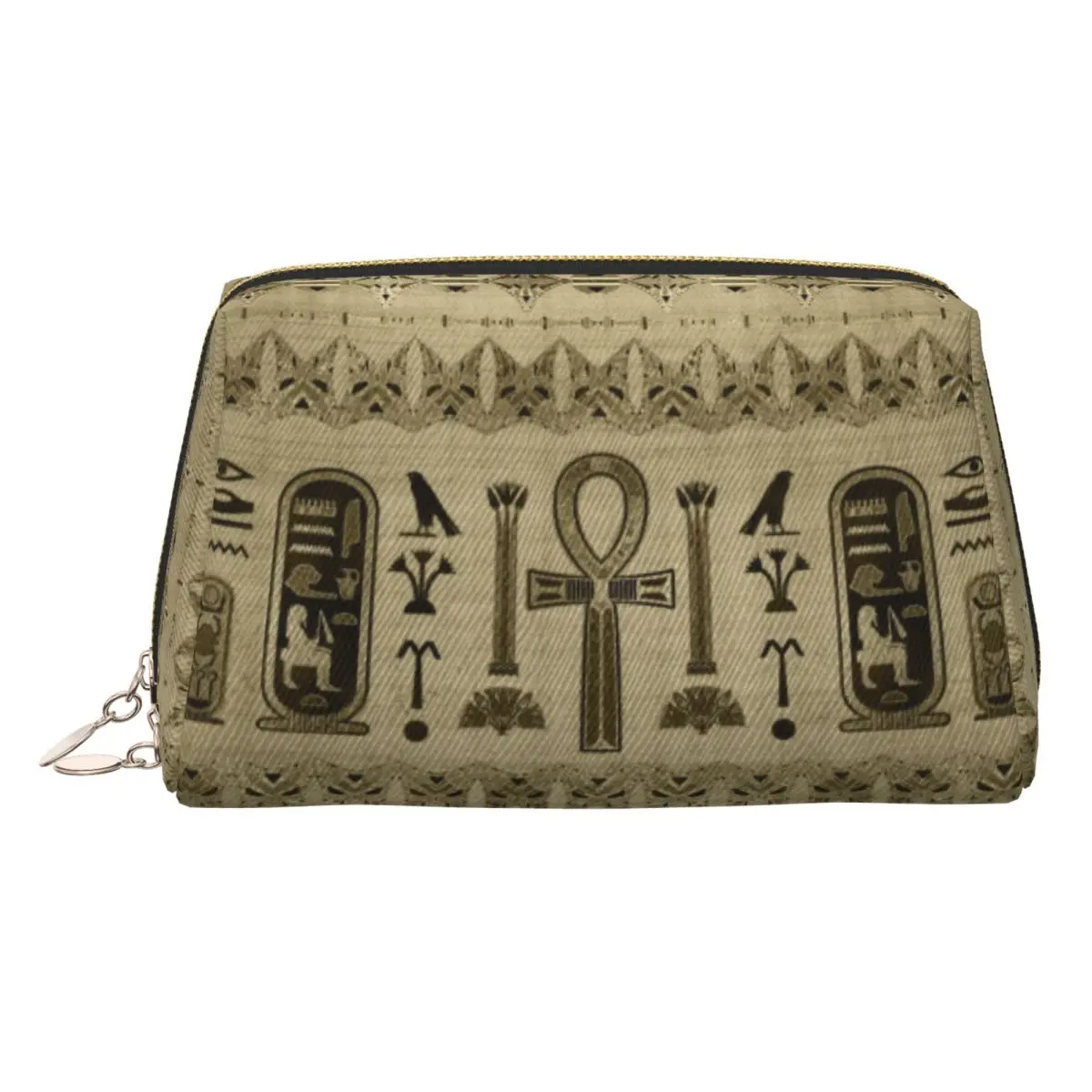 الصليب المصري عنخ حقيبة أدوات الزينة Kawaii مصر القديمة الهيروغليفية ماكياج منظم أدوات التجميل النساء الجمال تخزين Dopp عدة #1