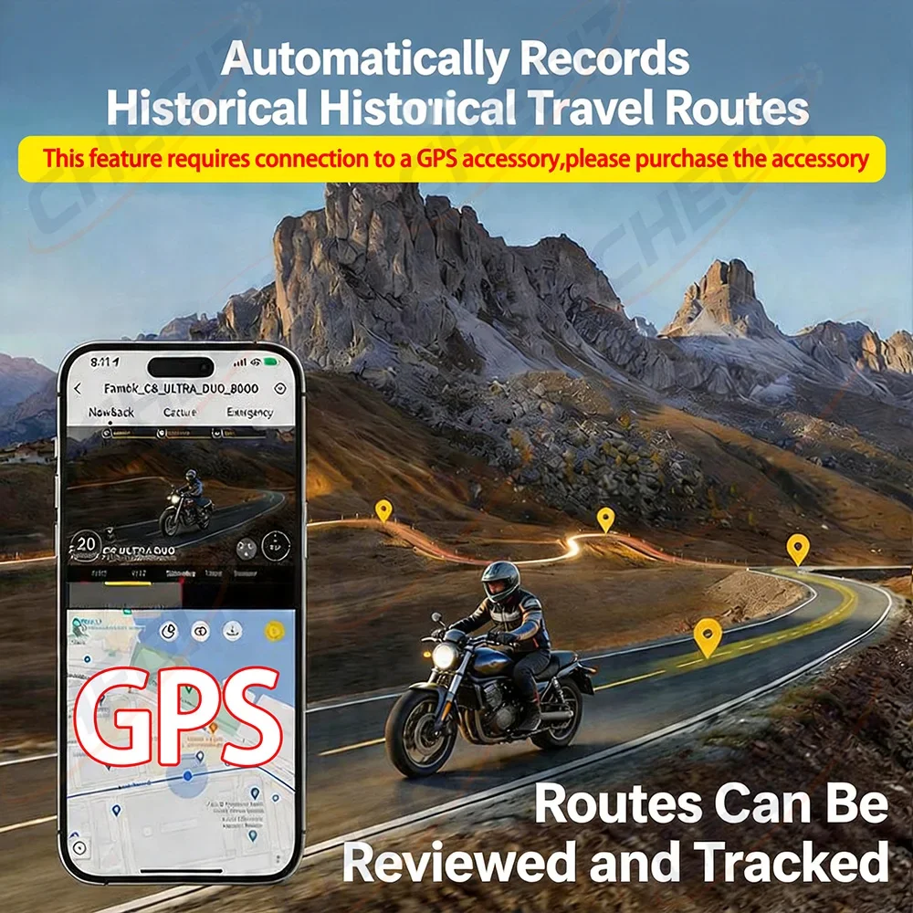 2K Dual lens HD Motorcycle Driving Recorder IP66 Waterproof With WIFI GPS Riding Recorder Dashcam for Motorcycle Accessories view 5
