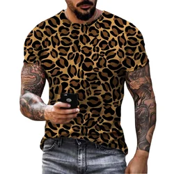 Summer Creative Fashion 3D HD Printing T-shirt Men's Personality Leopard Trend Retro Harajuku Street Hip-hop Casual Top Shirt