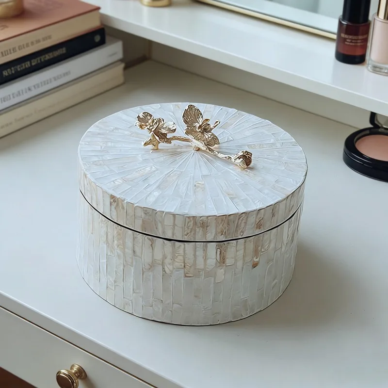 for French gilt natural color shell jewelry storage box creative household light luxury ornament jewelry box