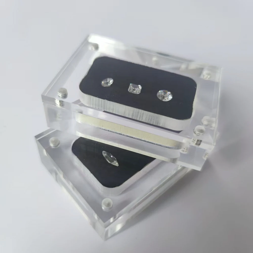 Clear Acrylic Diamond Storage Box Gems GIA Jewelry Display Organizer Gemstone Gift Packaging Box Loose Diamond Showcase Tray
