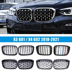 Front Kidney Grills Grille Gloss Black for BMW X3 G01 X4 G02 2019 2020 2021 Car Tuning