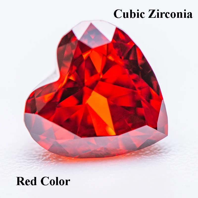 

Cubic Zirconia Crushed Ice Cut Red Color Heart Shape Charms Beads for Diy Jewelry Making Pendant Rings Materials No Certificate