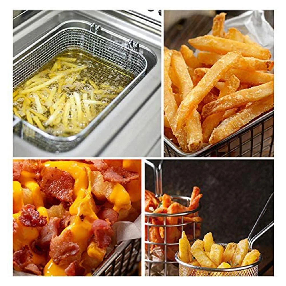 

A98E-Mini Fry Baskets, Mesh Wire French Fries Chip Basket Net, Food Presentation Baskets French Fry Holder For Kitchen