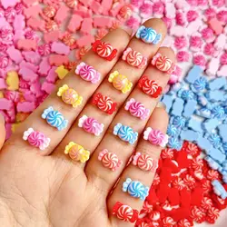 50PCS 3D Resin Kawaii Chubby Candy Nail Charms Cartoon Dopamine Color Candy Nail Art Decorations Accessories For Manicure DIY