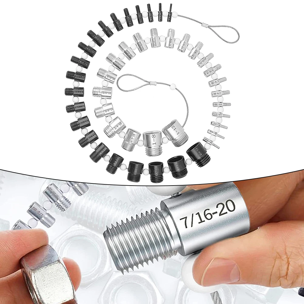 Nut and Bolt Thread Detection Tool with 44 Pieces Perfect for Mechanics Easy to Use for Inch and Metric Measurements