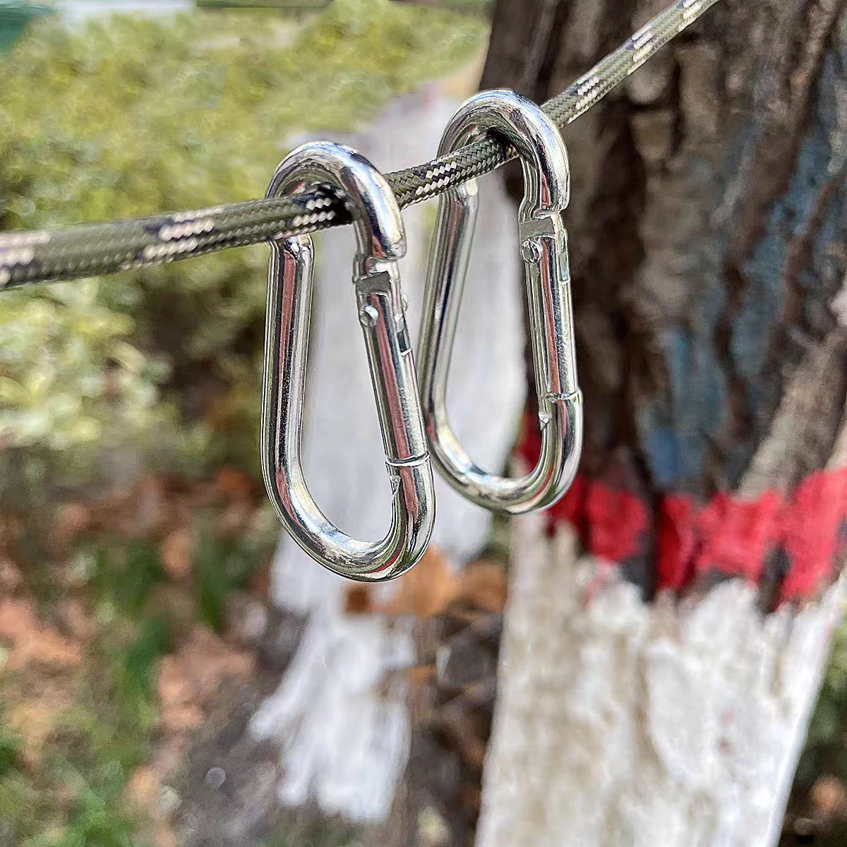 M4 - M12 304 SS Spring Snap Hook Carabiner D‑Shape Quick Link Hook For Chain Rope Hammock Bag Connecting