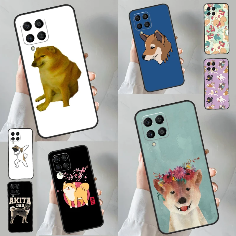 Animal Cartoon Akita Dog Case For Samsung Galaxy M13 M23 M33 M53 M11 M21 M31 M51 M12 M32 M52 M20 M30s M14 M54 Cover