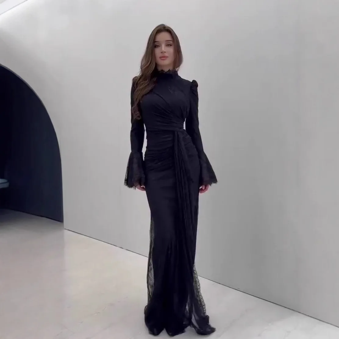 فساتين حفلات أنيقة ملابس نسائية 2025 ربيع جديد نمط جديد وأنيق بأكمام طويلة تنورة طويلة فستان أنثوي للنساء #4