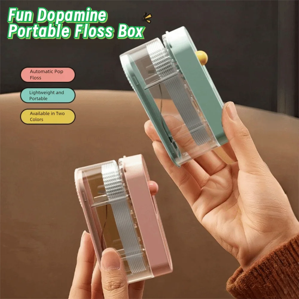 

Creative Automatic Pop Dental Floss Box Dustproof Portable Mini Teeth Stick Case Reusable with 100Pcs Floss