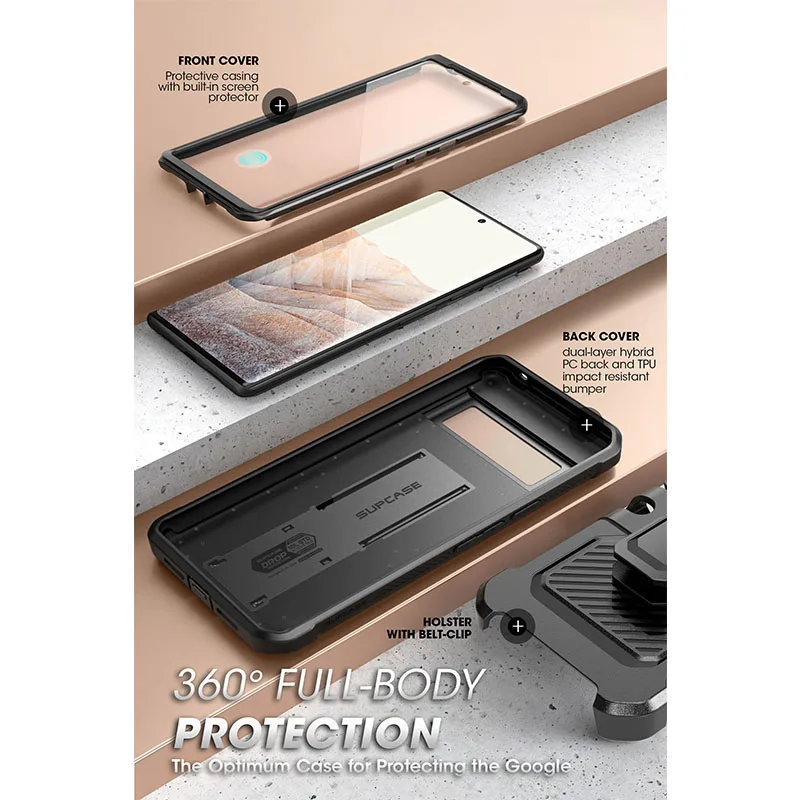 SUPCASE For Google Pixel 7A Case (2023) UB Pro Full-Body Rugged Belt-Clip & Kickstand Case with Built-in Screen Protector