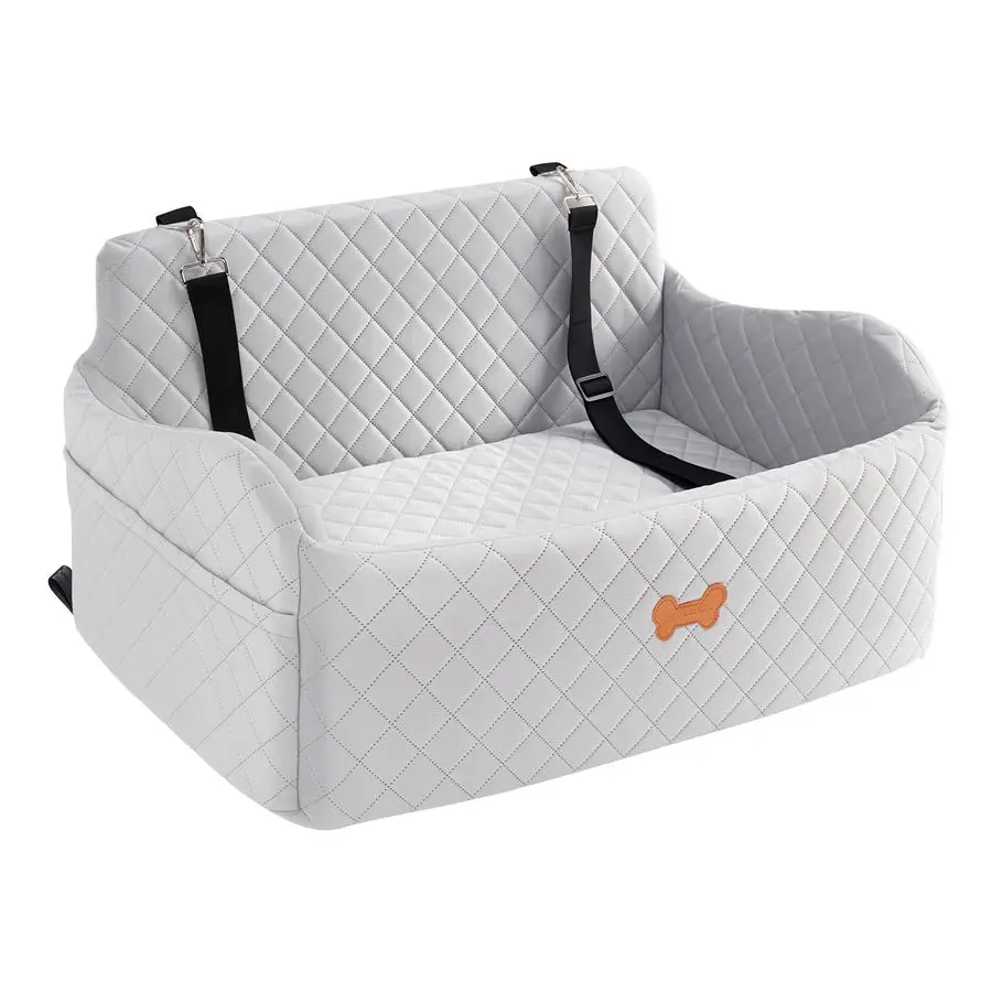 

Seat for Large Size Dog, Booster Seat for Dogs Under 55 lbs or 2 Small Dogs, Soft Car Dog Bed Filling in Thick Memory Foam with