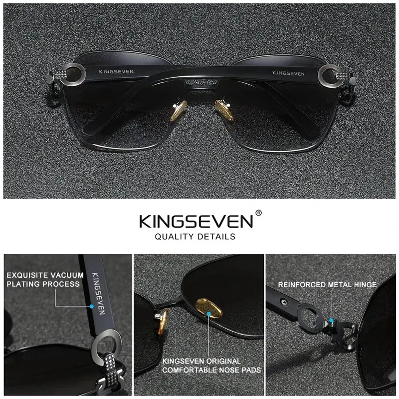 KINGSEVEN nuevas gafas de sol Vintage de mariposa para mujer, diseño Retro de doble anillo, gafas de sol cuadradas con gradiente para mujer UV400