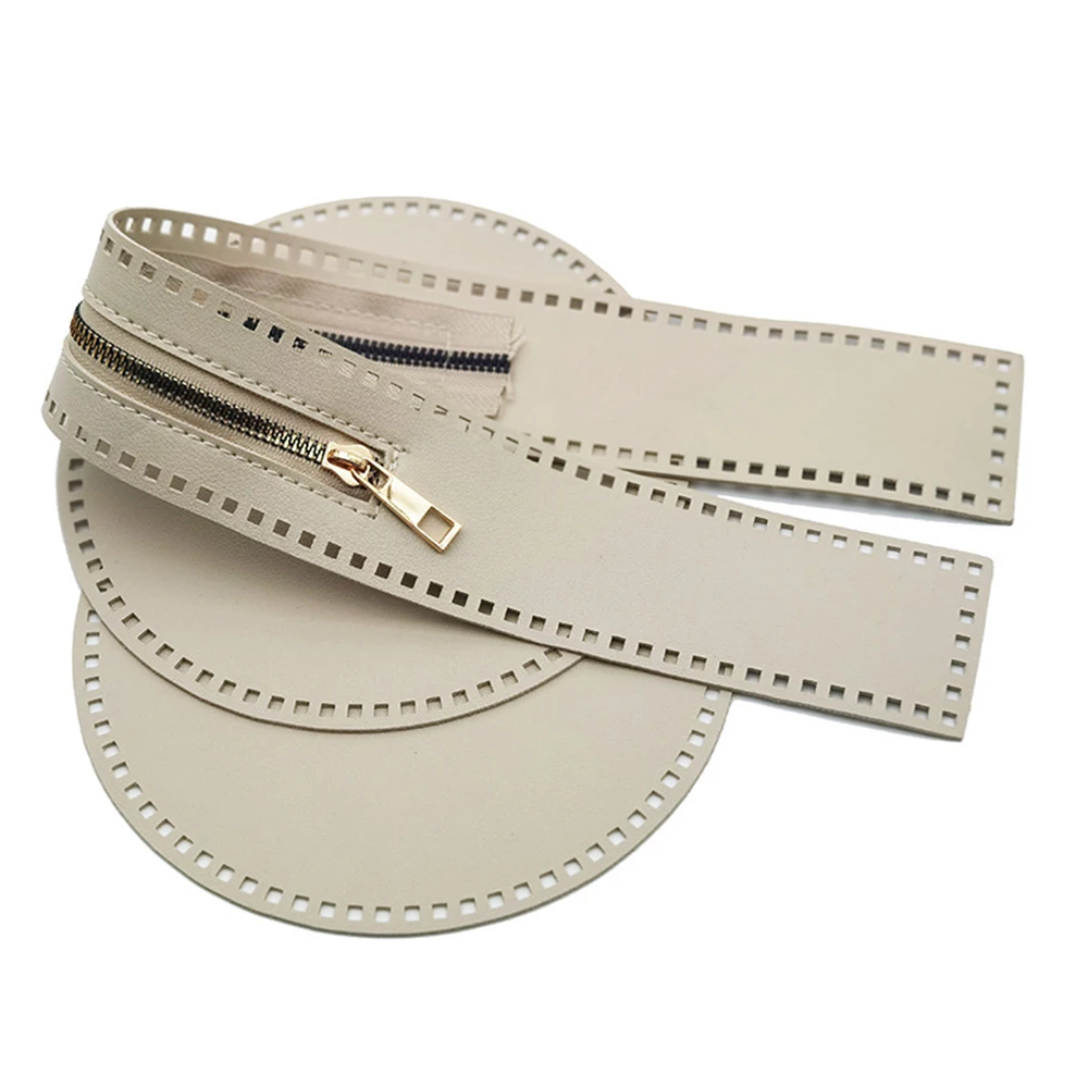 17*17cm Round Bag Bottom Handmade Bag Base For Diy Crochet Bags Bottom long PU leather Zipper Bottom for Knitted Bag Accessories