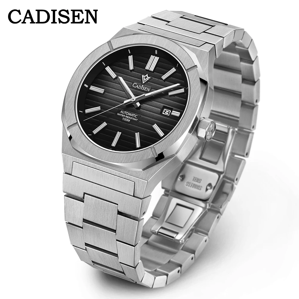 CADISEN Duikhorloge Retro Luxe Saffier MIYOTA 8215 Duitse Designer Mannen Automatische Mechanische Horloges 10 Bar Waterdicht Lichtgevend