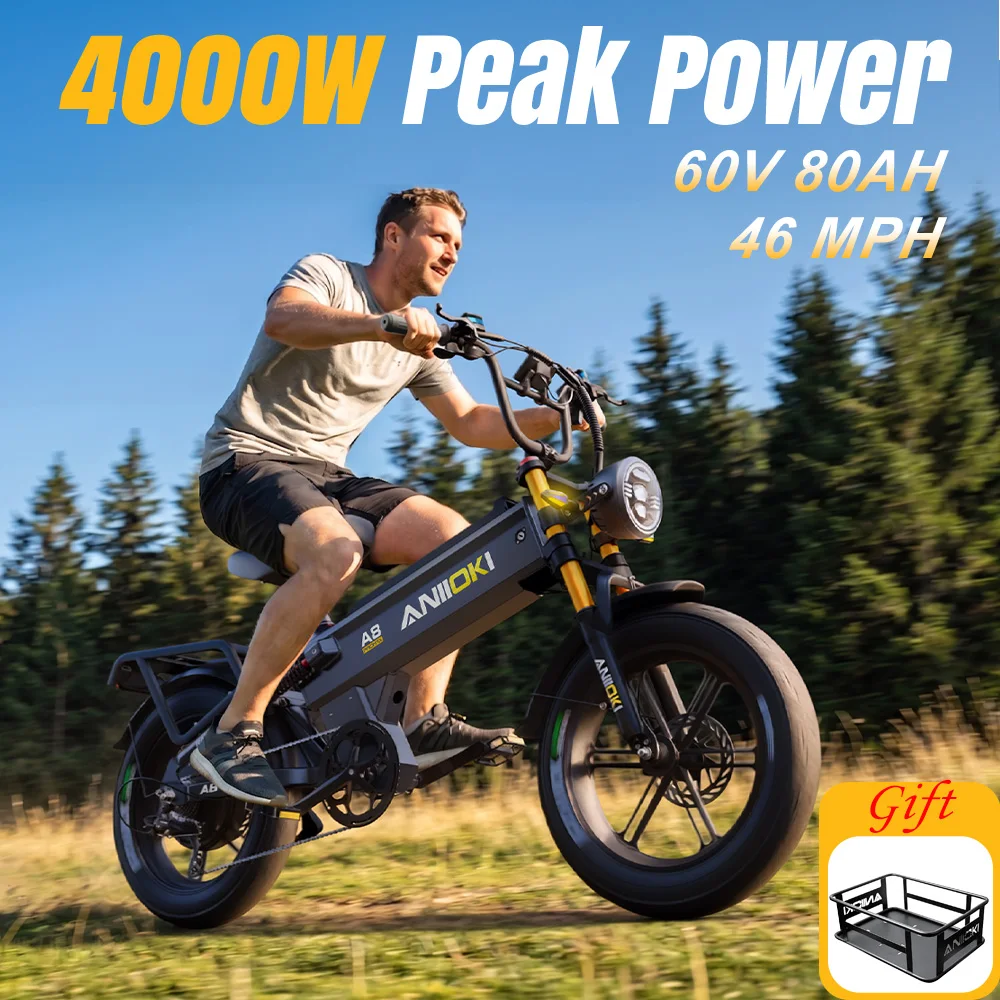 

ANIIOKI Ebike A8 Pro Max Ultra Ebikes 4000W Motor Electric Bicycle 60V Long Range Adult Ebike Fat Tires 20"*4"