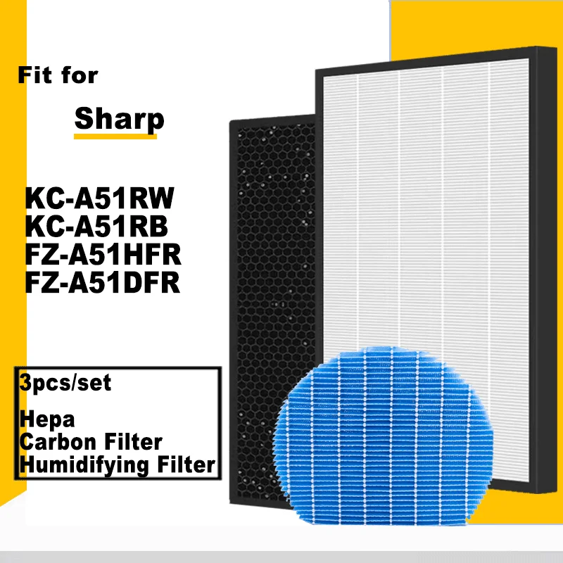 FZ-A51HFR FZ-A51DFR HEPA filter Carbon Charcoal Filter for Sharp Air Purifier KC-A51RW, KC-A51RB