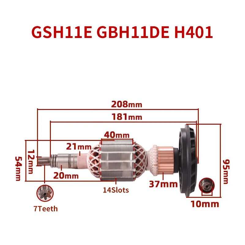 

O50 Rotor Accessories for GSH11E GBH11DE H401 Electric Pick Hammer Impact Drill Armature Rotor Anchor Stator Coil Replacement