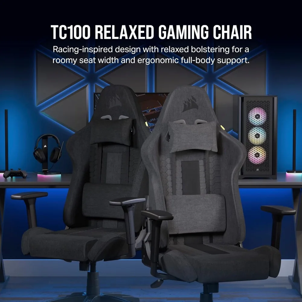 Silla ergonómica para Gaming, sillón de ordenador de un tamaño, TC100, color gris y negro