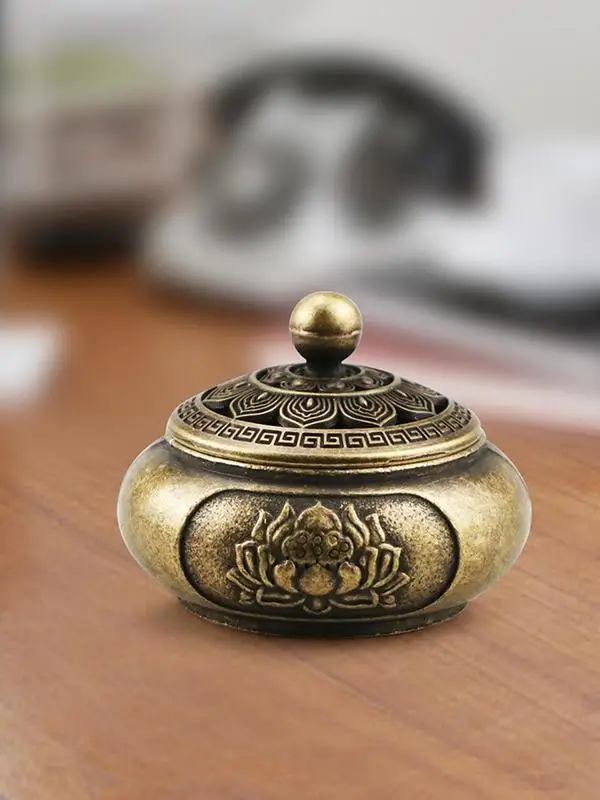 حامل مبخرة على شكل زهرة مبخرة معدنية عتيقة وعاء مبخرة معبد صغير للتأمل والاسترخاء الروحي