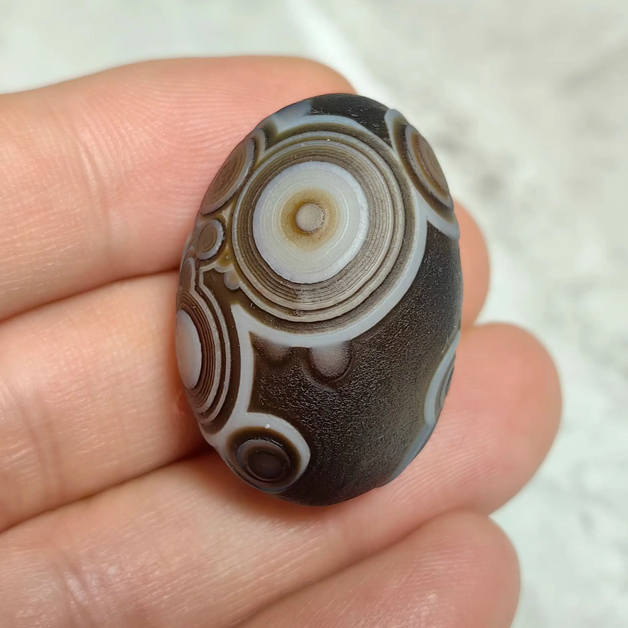All-natural Divine Eye Agate for Good Luck Attract Wealth Stress Relief Ward Off Evil Amule Jewelry Pendant DIY Decoration