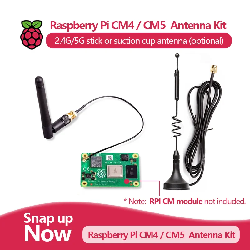 Antenna WiFi Raspberry Pi CM4 / CM5 con connettore SMA, supporta 2,4G/5G, antenna stick o ventosa (opzionale).