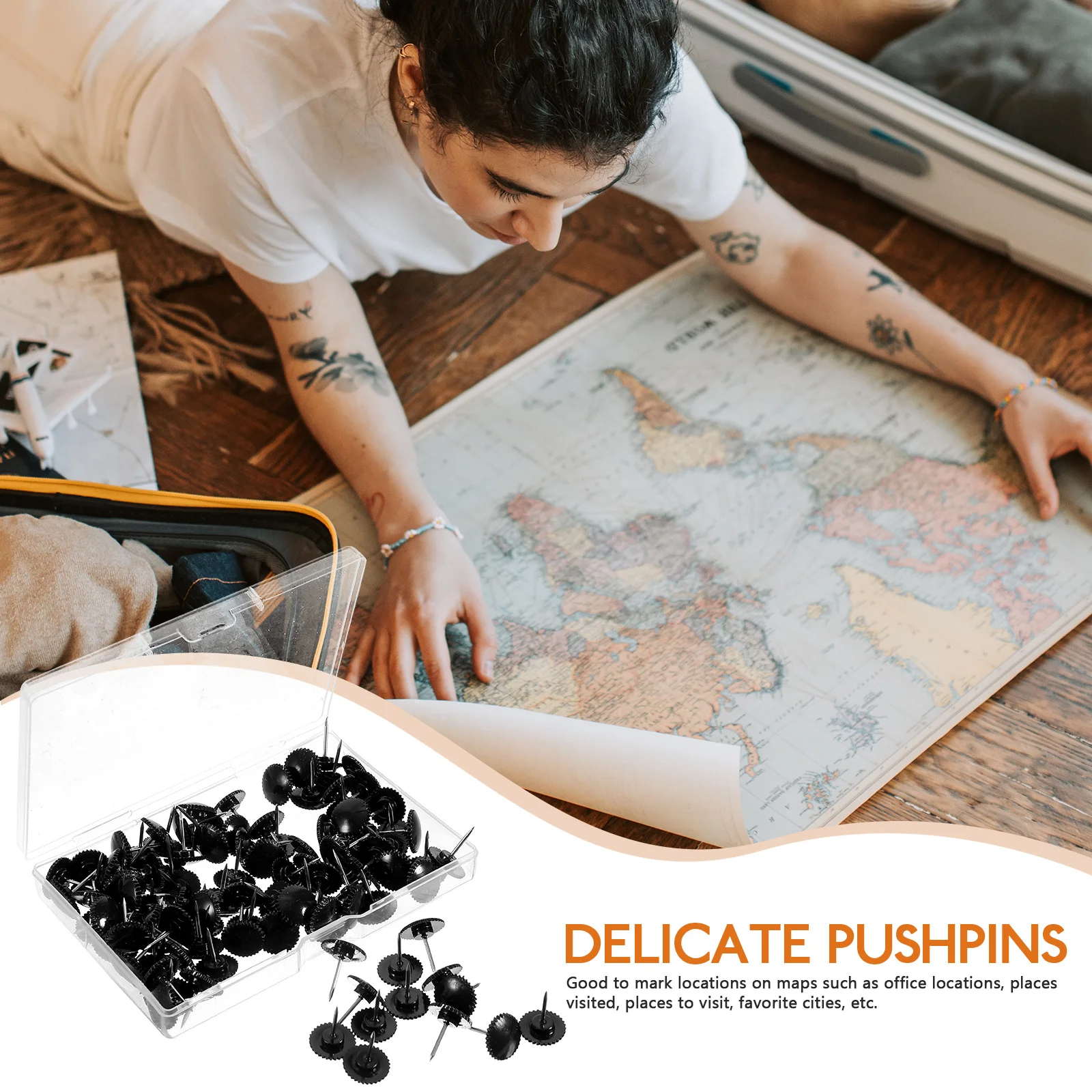 

100Pcs Soft Cork Board Pushpins Convenient Thumbtacks Multi-Function Daily Use Office Desk Map Marking Home Use