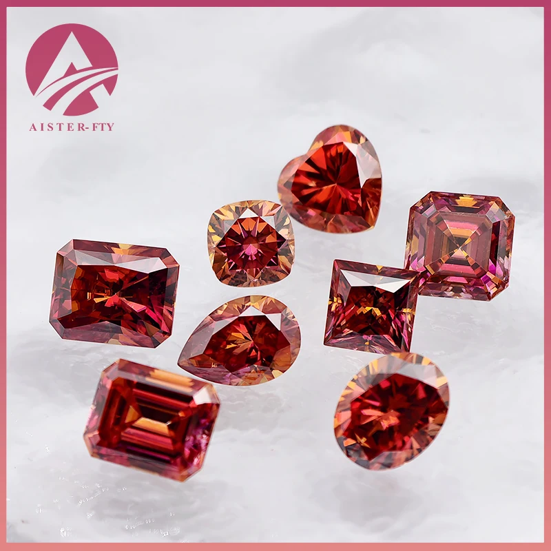 

Камни муассанит радужно-красного цвета: круглые, грушевидные, овальные, изумрудные, в форме сердца, кушон, принцесса, ашер, радиант, с сертификатом GRA