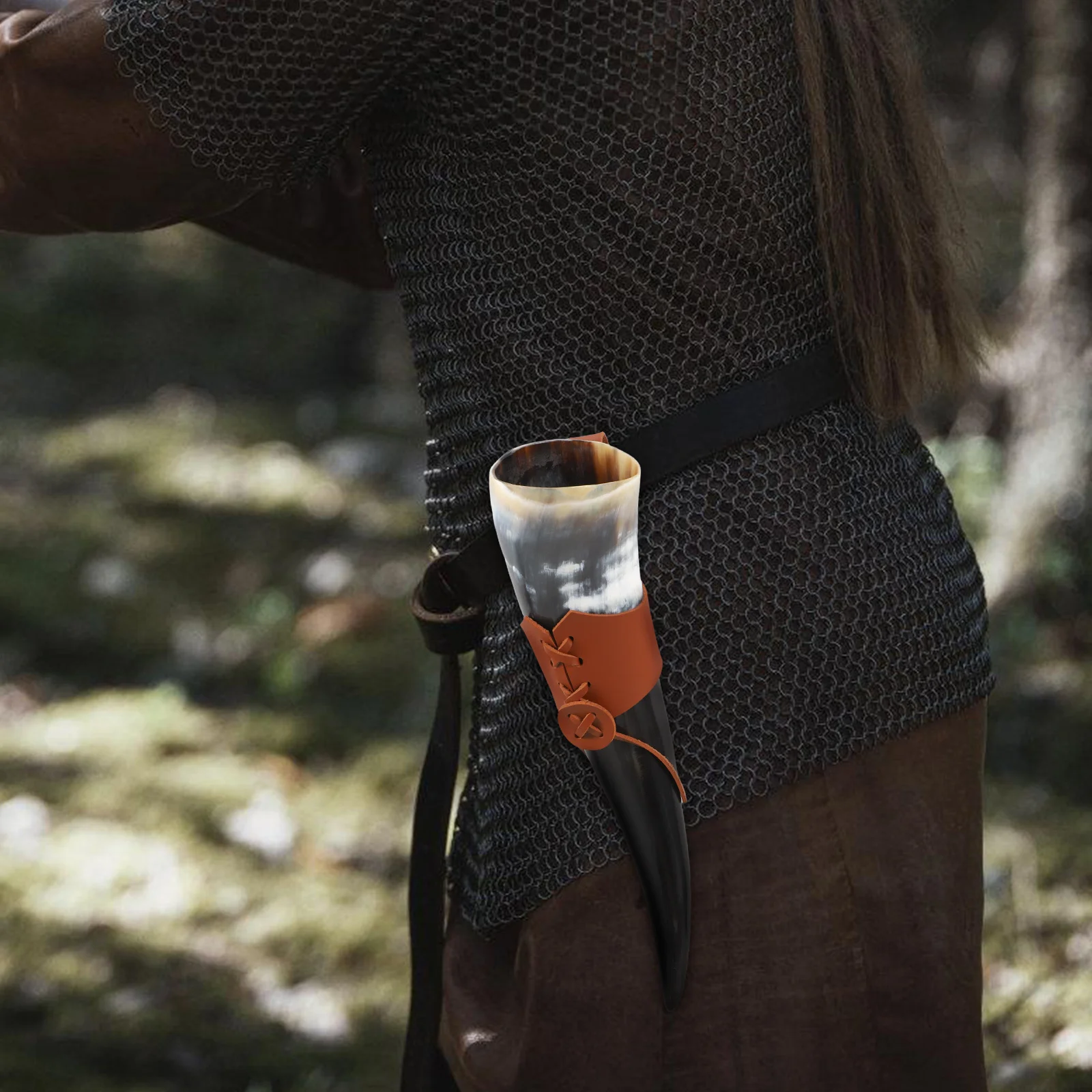 

Drinking Wine Horn Mugs with Holder Medieval Beer Cup Horns Belt Inspired Viking