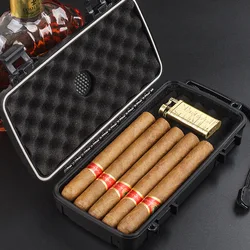 DEJAYA-ABS Charuto Humidor Box, à prova d'água cigarros cortador, caixa mais leve, caixa do cigarro portátil, armazenamento acessível, acessórios de fumo, 5pcs