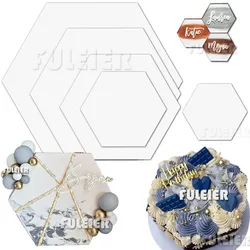 Hexagon Acryl Cake Schijven Diy Art Blank Board Cake Tool Tray Stand Cake Topper Decoratie Tool Bakken Gebak Plaats Kaarten