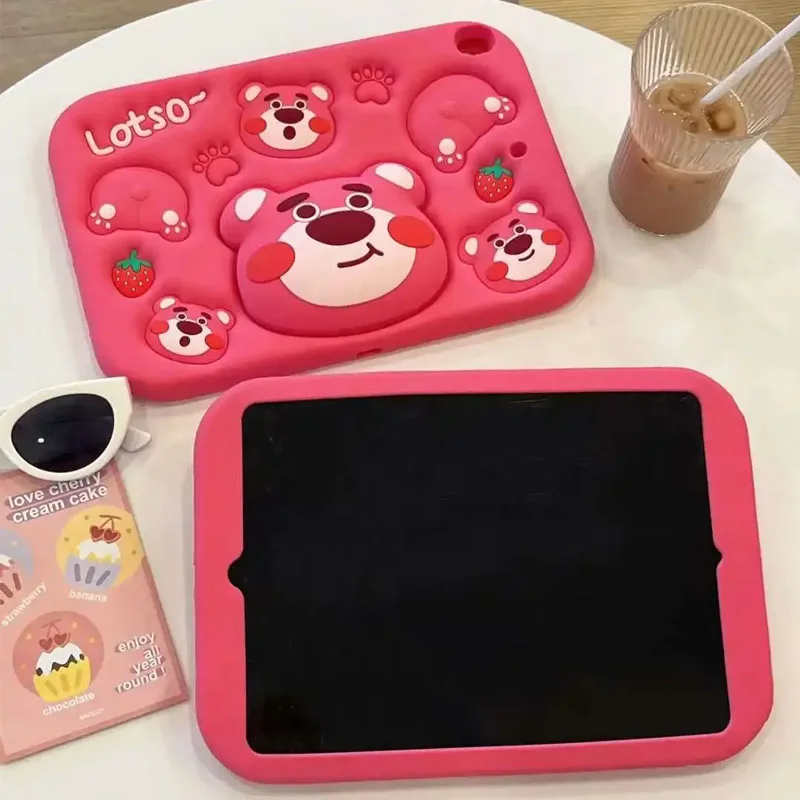 Cute Lotso 360 Rotation Stand Corver For iPad 7/8/9/10th Case Pro 11 Mini 6 5 4 Air 5 4 10.9 Silicone Protective Case Cover