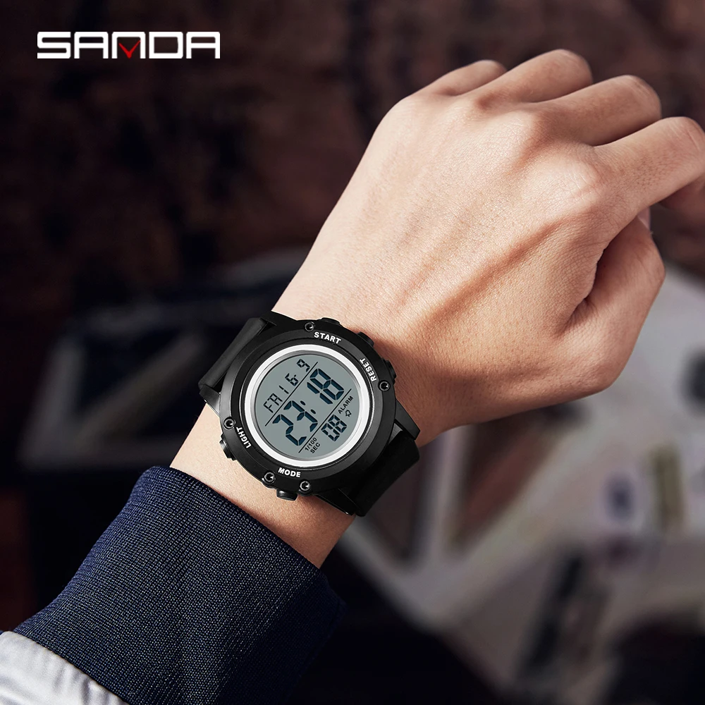 Sanda 2165 relógio eletrônico militar masculino esportes ao ar livre multi funcional à prova dwaterproof água led contagem regressiva relógio eletrônico masculino 2025
