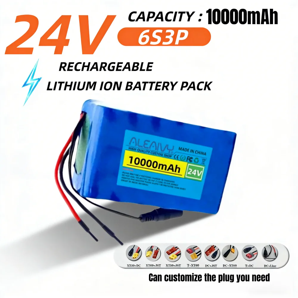 24V Battery Pack 10Ah 6S3P Rechargeable Lithium Battery 25.2V  Scooter Mobile Battery, BMS Prevent Short Circuit