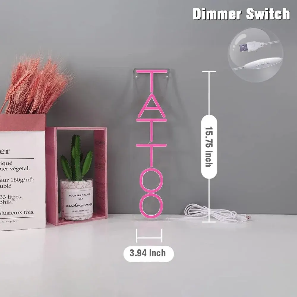 Tato Neon tato Studio, LED Pink menyenangkan dekorasi dinding seni komersial toko Logo tampilan jendela 5V USB