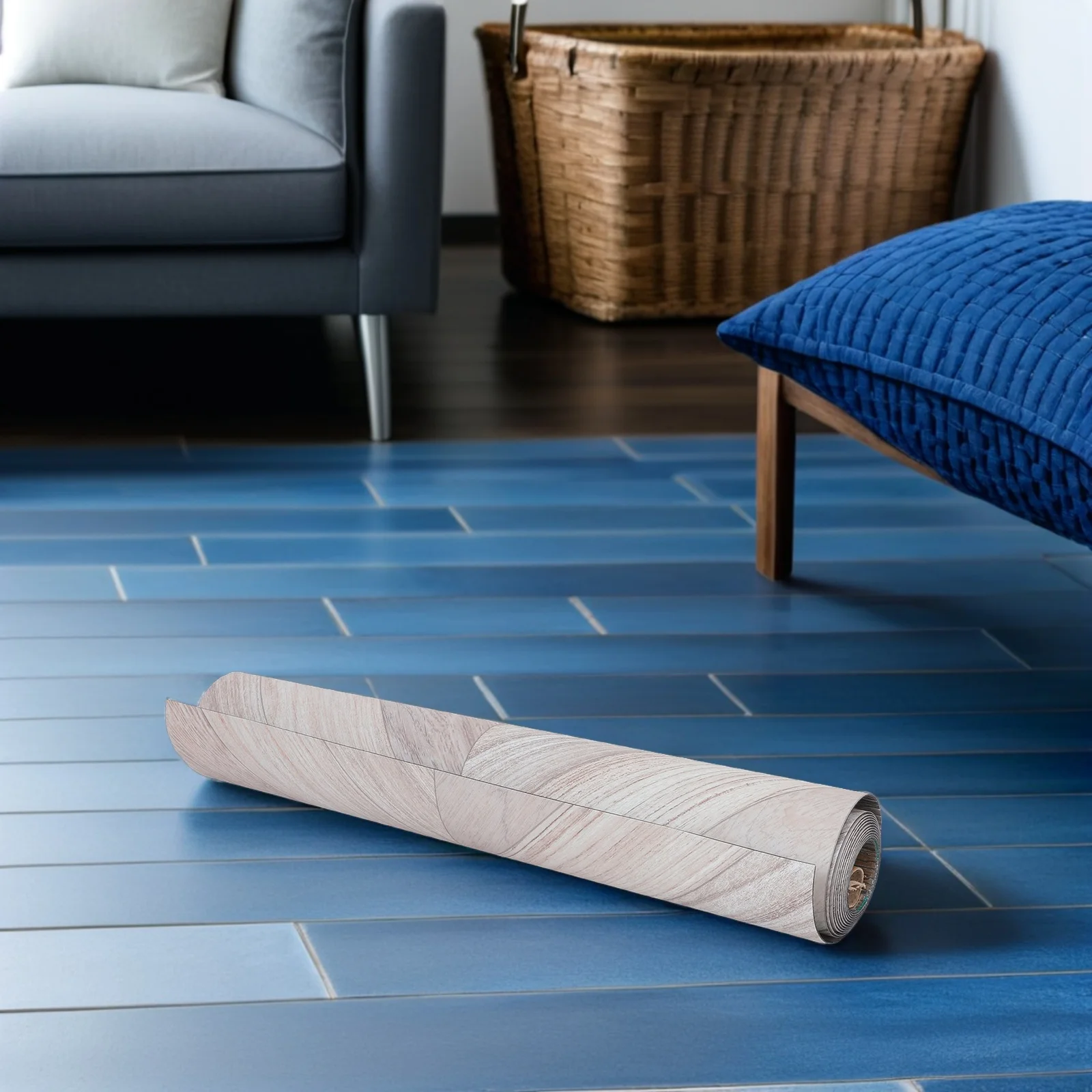 1 Rolo de Azulejos de Piso Autoadesivos DIY 118x23x0.06 polegadas, Piso Vinílico à Prova d'Água com Textura de Madeira para Cozinhas, Banheiros e Corredores