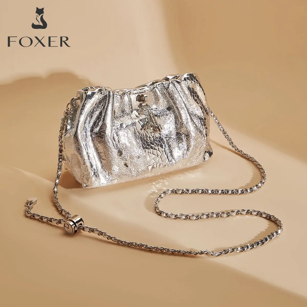 FOXER Chic Mini Shoulder Bag Genuine Leather Women's Crossbody Bag Fashion Luxury Chain Cellphone Purse Female Travel Small Bag