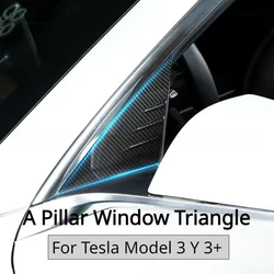 A Pillar Window Triangle for Tesla Model 3 Y 3+ Real Carbon Fiber Spoiler Decorative Patch New Model3 Highland 2024 Accessories