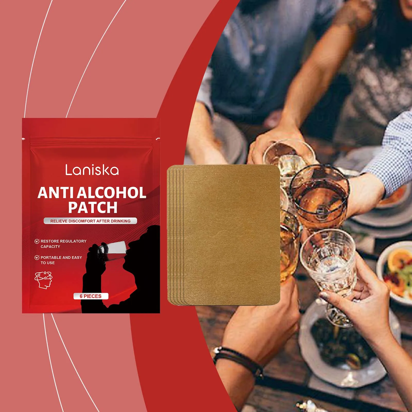 

Anti Alcohol Patch Relieve Discomfort After Drinking Dizziness Headache Nausea Vomiting Stop Protect Liver Hangover Cure Sticker